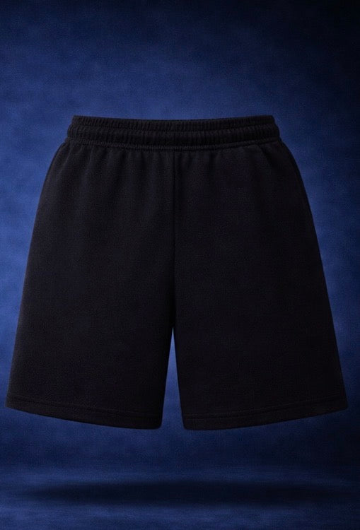 Black Cotton Shorts – Leg Print